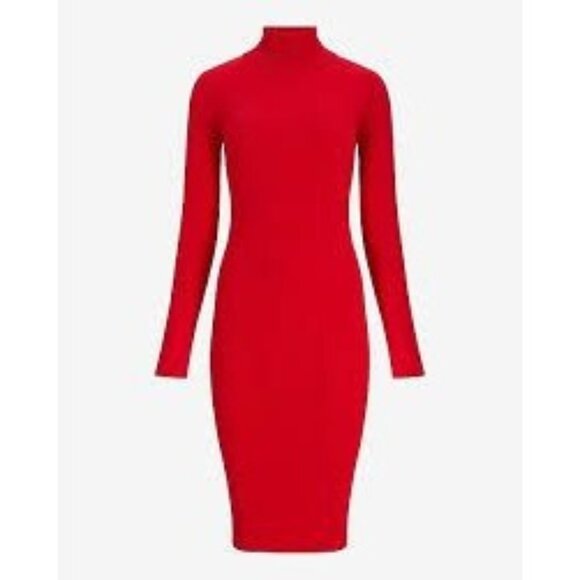 Express Dresses & Skirts - NWT Express Red Ribbed Turtleneck Sweater Long Sleeve Midi Dress Womens Medium